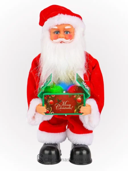 Christmas Gift Santa with Gift Box, musical santa, christmas store, christmas market, christmas shop
