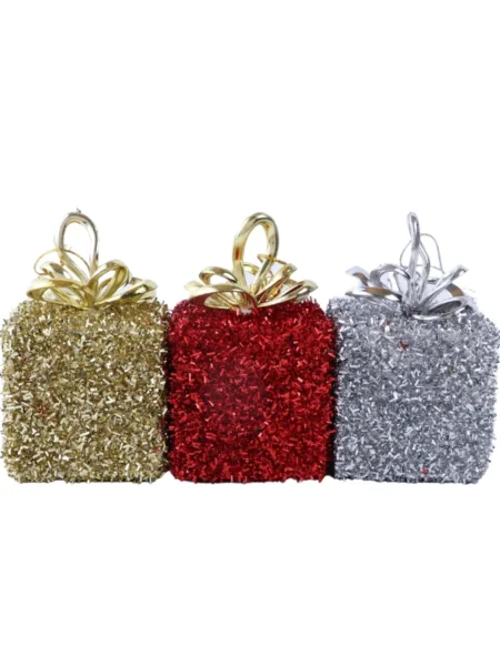 3 Pcs. Glitter Christmas Gifts for Xmas Party Hanging Ornament Christmas Decoration