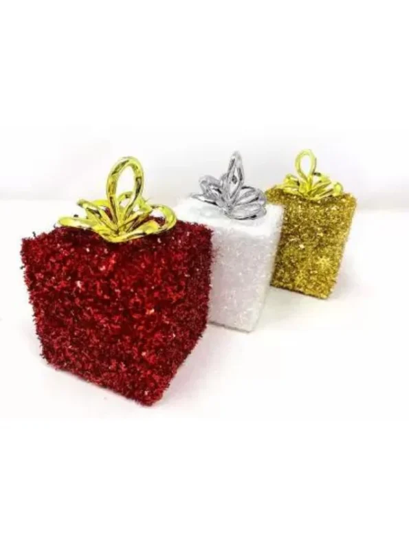 3 Pcs. Glitter Christmas Gifts for Xmas Party Hanging Ornament Christmas Decoration
